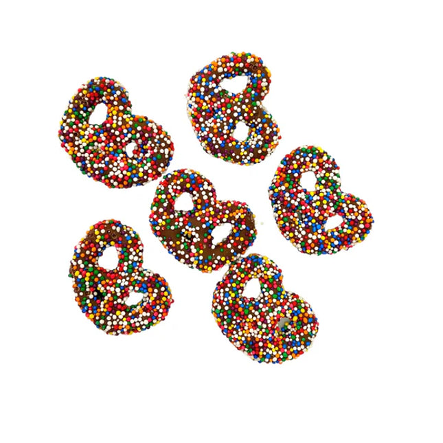 Asher Milk Mini Pretzels with Rainbow Nonpareils Seeds 4lb *Fragile Item*
