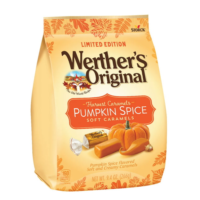 Werther's Original Soft Pumpkin Spice Caramels 8.57oz Stand Up Bag 10 Ct Stackable Tray