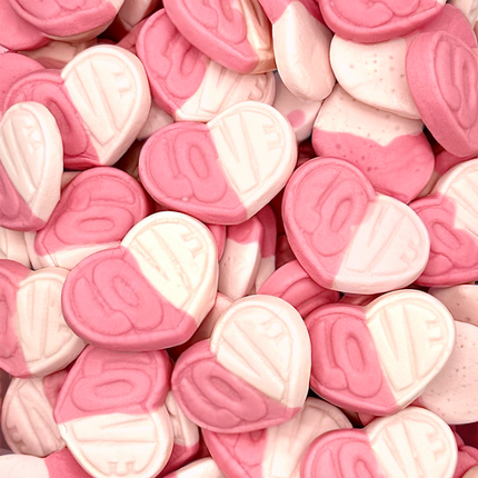 Swedish Style Sweet Strawberry Vanilla Hearts 5lb tub