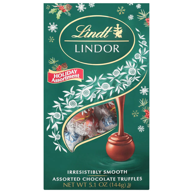 Lindt LINDOR Holiday Assortment Assorted Chocolate Candy Truffles 5.1 oz. Bag 6ct