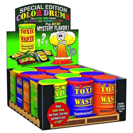 Toxic Waste Special Edition Color Drums Assorted Super Sour Candy 1.7 Oz 12ct