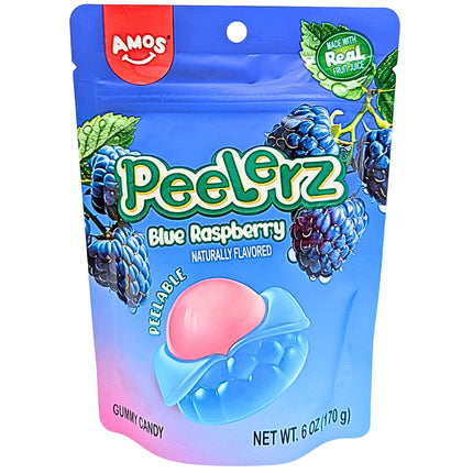 Amos Blue Raspberry Gummy Peelerz 6oz 12ct Case