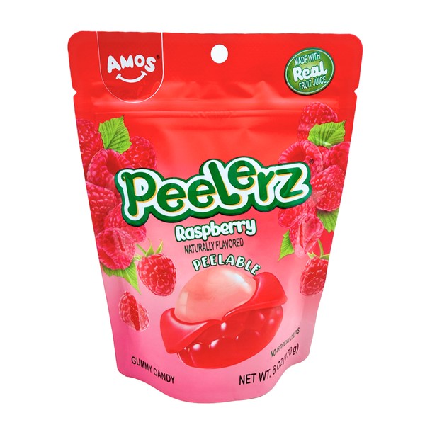 Amos Raspberry Gummy Peelerz 6oz 12ct Case