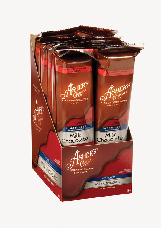 Asher Sugar Free Solid Milk Chocolate Bar 12ct