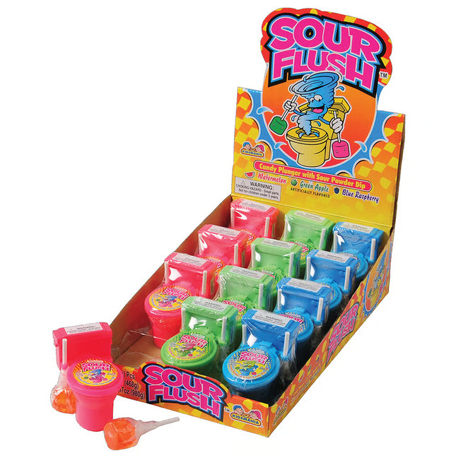 Kidsmania Sour Flush Candy Toilet with Sour Powder Dip 12ct