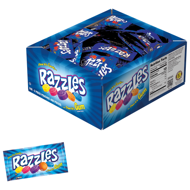 Razzles Retro Candy and Gum 2 Piece Packs 240ct