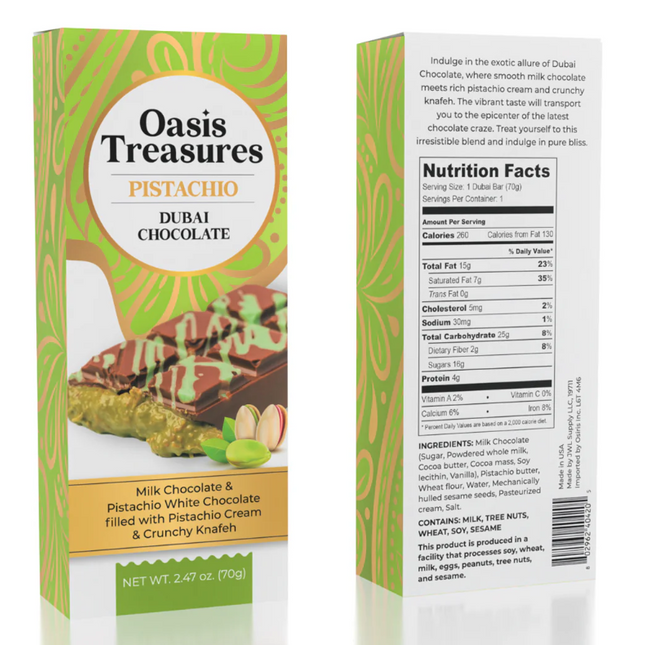 Oasis Treasures Pistachio Dubai Bar 24ct