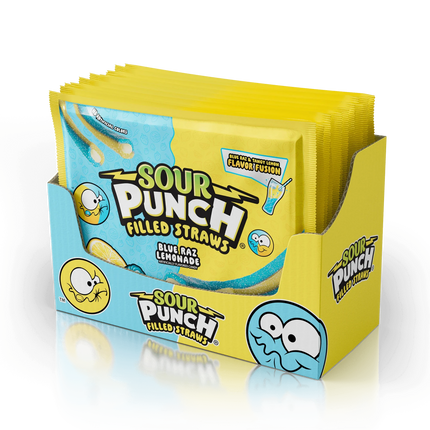 Sour Punch Straws Blue Raz Lemon 5oz 12ct case
