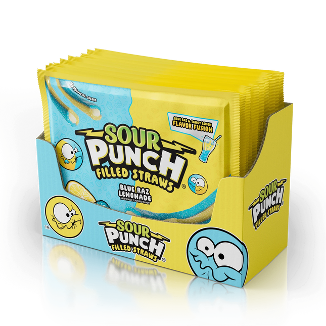 Sour Punch Straws Blue Raz Lemon 5oz 12ct case