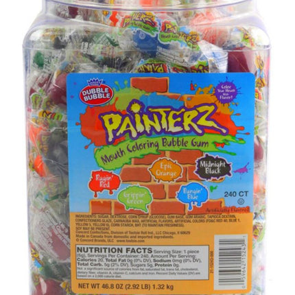 Concord Painterz Mouth Coloring Bubble Gum 240ct Tub