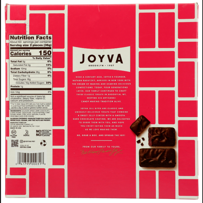 Joyva Raspberry Joyva Dark Chocolate Covered Raspberry Jells 5lb | Royal Wholesale
