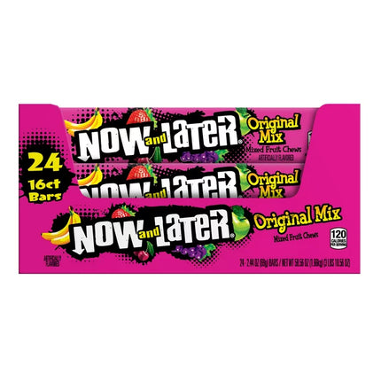 Now and Later, Original Mix, Assorted Flavor Standard Bar, 2.44 Oz (Box of 24)