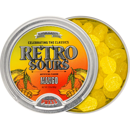 Iconic Retro Sours Mango Tin 8ct Box