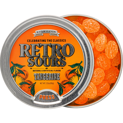 Iconic Retro Sours Tangerine Tin 8ct Box