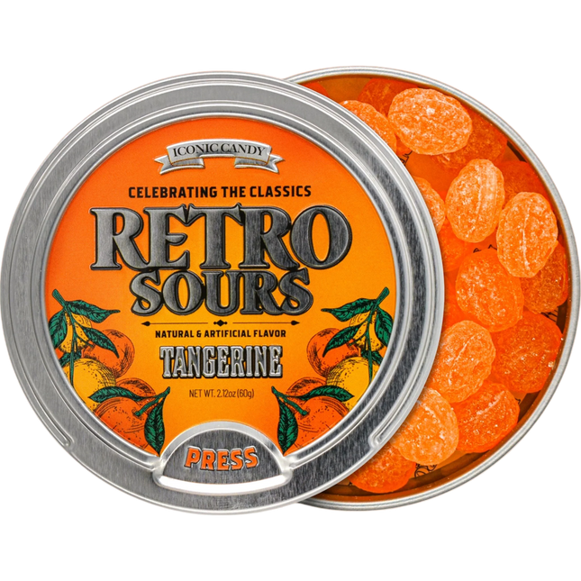 Iconic Retro Sours Tangerine Tin 8ct Box