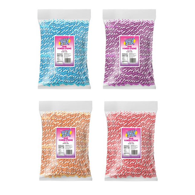 World Silly Stix Sour Powder Candy Paper Straws 4/2.5lb case