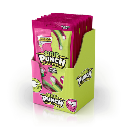 Sour Punch filled Straws Cherry Lime 5oz 12ct case
