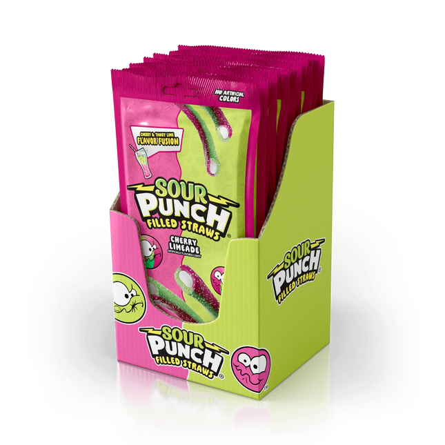 Sour Punch filled Straws Cherry Lime 5oz 12ct case