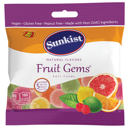 Jelly Belly Sunkist Fruit Gems Peg Bag 3.1oz 12ct
