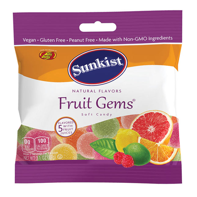 Jelly Belly Sunkist Fruit Gems Peg Bag 3.1oz 12ct