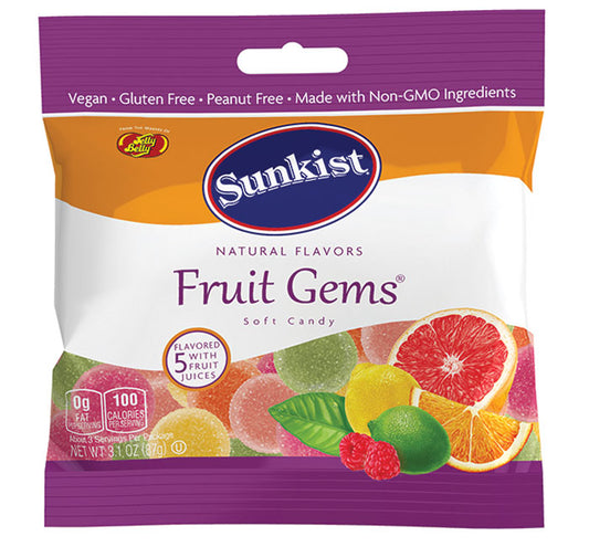 Jelly Belly Sunkist Fruit Gems Peg Bag 3.1oz 12ct