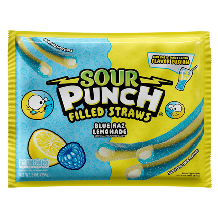 Sour Punch Straws Blue Raz Lemon 5oz 12ct case