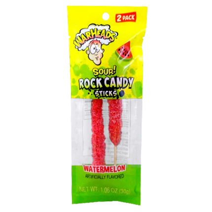 Warheads Sour Rock Candy Sticks Watermelon 2pk 12ct