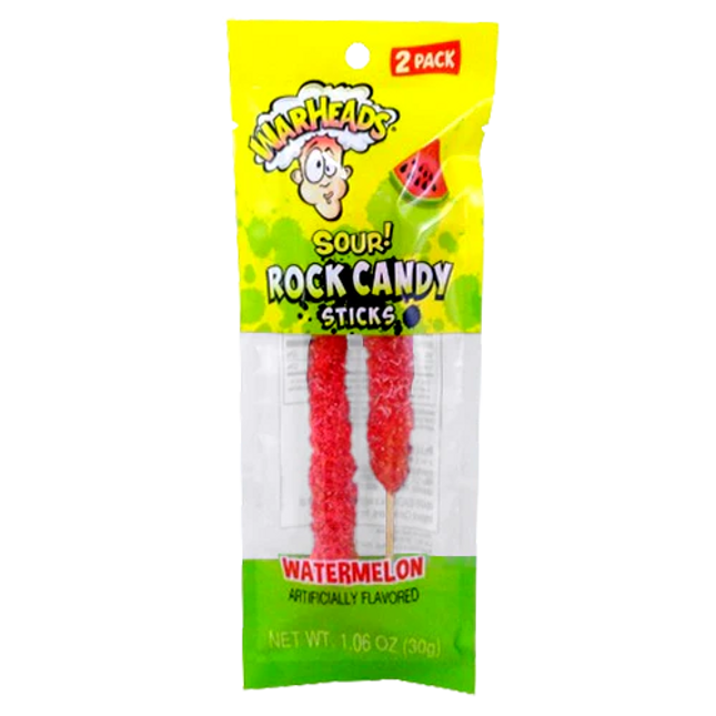 Warheads Sour Rock Candy Sticks Watermelon 2pk 12ct