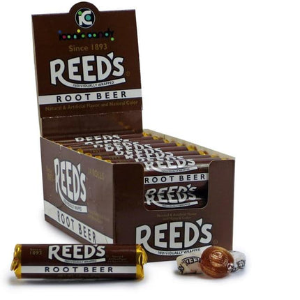 Iconic Reed's Root Beer Hard Candy Rolls 24ct - Royal Wholesale