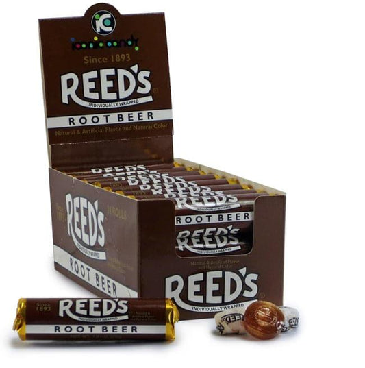 Iconic Reed's Root Beer Hard Candy Rolls 24ct - Royal Wholesale