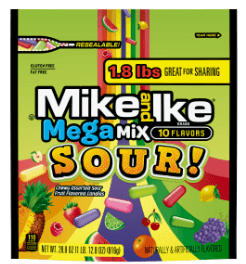 Just Born Mike and Ike Mega Mix SOUR Stand Up Bag - Royal Wholesale
