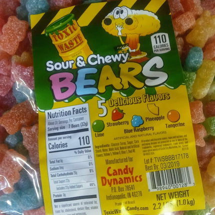 Toxic Waste Sour Chewy Bears 2.2lb - Royal Wholesale