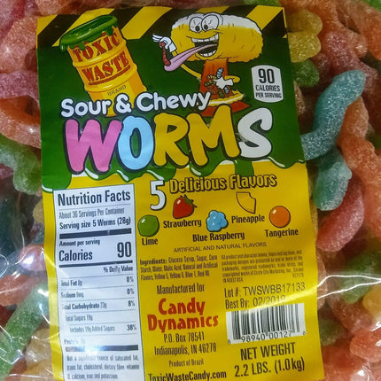 Toxic Waste Sour Chewy Worms 2.2lb - Royal Wholesale