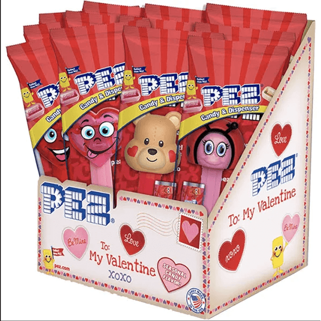 Pez Valentine Dispensers 12ct - Royal Wholesale