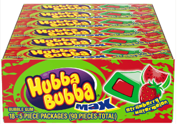 Hubba Bubba Max Gum 5 Pc Strawberry Watermelon 18ct - Royal Wholesale