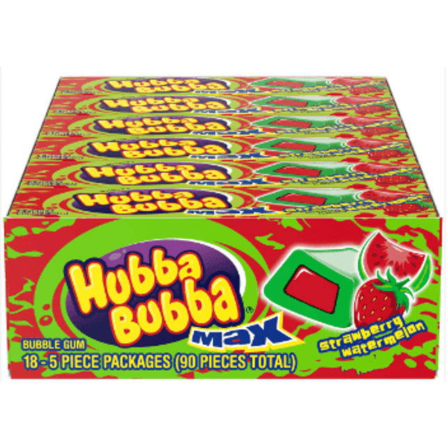 Hubba Bubba Max Gum 5 Pc Strawberry Watermelon 18ct - Royal Wholesale