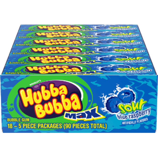 Hubba Bubba Max Gum 5 Pc Sour Blue Raspberry 18ct - Royal Wholesale
