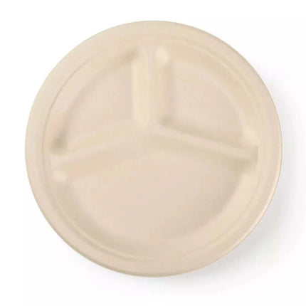 9 inch 3 Compartment Round Plate - Royal Wholesale