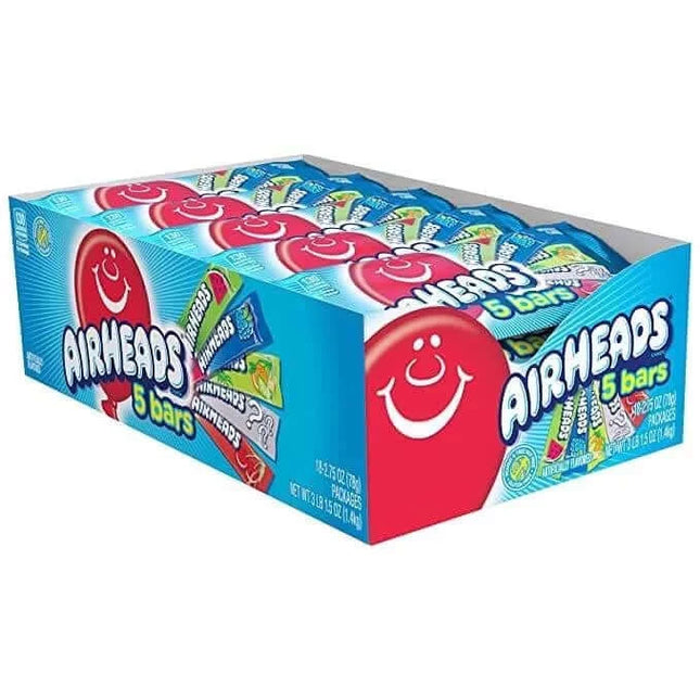 Airheads 5 Bar Pack Assorted Flavors 2.75oz 18ct - Royal Wholesale