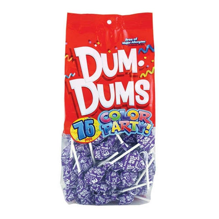 Dum Dums Lollipops Color Party Purple Grape Flavor 12.8 oz.Bag 4ct - Royal Wholesale