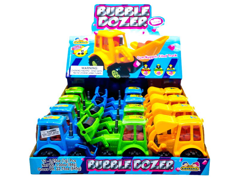 Kidsmania Bubble Dozer Bubblegum Filled Construction Trucks 12ct - Royal Wholesale