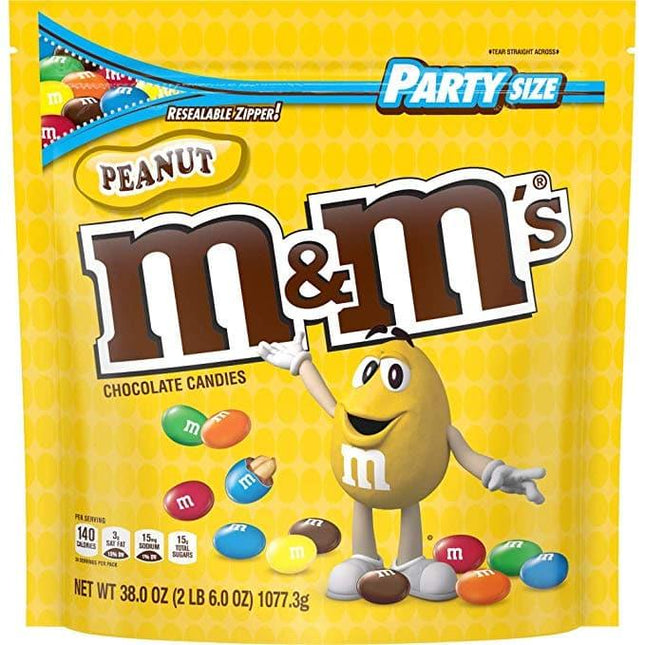 M&M'S Limited Edition Peanut Milk Chocolate Candy featuring Purple Candy,  Party Size, 38 oz Bulk Resealable Bag Pack of 2