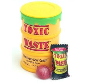 Toxic Waste Super Sour Candy 1.7oz Yellow Drums 12ct - Royal Wholesale