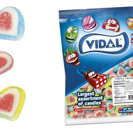 OUT OF STOCK Vidal Triple Assorted Gummy Sugar Hearts 4.4lb - Royal Wholesale